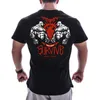 Erkek Tişörtler Erkek Spor Salonu Fitness Egzersiz T-Shirt Sıradan Moda Baskı Pamuk Siyah Yaz Erkek Marka Giyim Kısa Kollu Tees Üstler