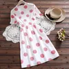 Japanse preppy stijl zomer vrouwen lace up jurk gegolfd wit paars zoete es polka dot bedrukt elegante schattige 210520