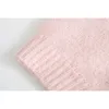 甘い女性ピンクのセーター秋のファッションレディースボタンニットトップス因果女性ソフトプルオーバーガールズシック210427