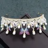 Barokke Butterfly Rhinestone Pearl Bride Tiaras Crowns de Noiva Princess Diadeem Bruids Bruiloft Haar Sieraden Forseven