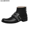 ALLBITEFO Haute Qualité Naturel Véritable Cuir Femmes Bottes En Cuir De Vache Mode Bottines Bottes De Moto Bottes À Talons Hauts 210611