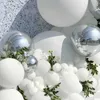 Stor silver vit ballong garland kit set att vara brud brud ballon båge vit bröllop dekoration för bröllopsfest dekor globos 210626