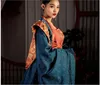 Blue Hanfu Diao Chan's Kostüm für die Performance Ritterliche Frauen Romantik von drei Königreiche Hohe Qualitätsmantel + Jacke + Rock + Gürtel 4 Stück