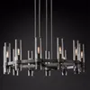 Candelabros Sala de estar Americana RH Rodada E14 LED Candelabro Ouro / Preto Metal Glass Shades Luminárias de Iluminação Pingente