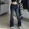 Frauen Jeans Bootcut Frauen Low Rise Flare Denim Hosen Distressed Hose WASHED Streetwear Slim Vintage Bell Bottoms Mode 2022