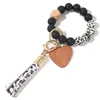 14 Cores Dia dos Namorados Amor Love Chip De Madeira Silicone Bead Pulseira Keychain Festa Favor Chaveiro Chaveiro Tassels Handchain Keys Anel SXJ9