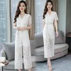 Women's Jumpsuits & Rompers Korean Fashion V Neck Full Lace Casual Suit White Black Jumper Women Outfit Jumpsuit Lady Vestido Design