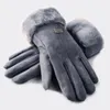 Vijf vingers handschoenen dames winter dames meisjes verwarmen vol vinger gevoerd rijdende pluis fashion handschoen luvas quentes de inverno da moda