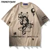 Hommes Harajuku T-shirts Evil Queen Imprimer Surdimensionné À Manches Courtes T-shirts Chemises Hip Hop Casual Streetwear T-Shirt Coton Lâche Tops 210601