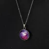 Double-sided Glass Gemstone Pendant Necklaces Starry Sky In The Solar System Gem Universe Milky Way Star Chain Necklace Jewelry Gifts For Men Women