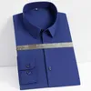 Formell affärsmän stretch klänning skjorta Social vanlig passform Långärmad Fast färg Non-Iron Office Smart Casual Shirt 210708
