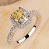 Jz008 high simulation gold plated women039s color yellow pillow square diamond wedding ring 6DNX3339618