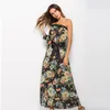 Women Dress Bohemian Print es One-Shoulder Split Lace Up Long Plus Size Sexy Flower Summer es 210513