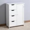 Cabinet de stockage de salle de bains blanche US, armoire de sol avec étagère réglable et tiroirs A13