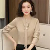 Korean Silk Women Blouses Satin Shirts Elegant Woman Long Sleeve Blouse V Neck Shirt Plus Size Blusas Mujer De Moda 210531