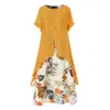 Летние женские шикарные с коротким рукавом мода BOHO стиль свободные макси платье в плюс размер цветочные платья