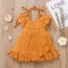 Kinder Kleidung Mädchen Rüschen Kragen Kleid Säugling Kleinkind Einfarbig Sling Prinzessin Kleider Sommer Mode Baby Kleidung