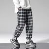 Jesień Plaid Casual Spodnie Mężczyźni Luźne Hip Hop Casual Spodnie Koreański Mężczyzna Harem Pants Oversized Joggers dla mężczyzn Moda Streetwear 211119