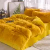 Faux Fur Prorcer寝具セット21色のコーラルフリースフィットシート布団カバー台紙のベッドカバーベッドカバーベッドカバー弾性バンド210319