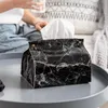 Storage Bags 1Pc Marble Pattern Removable Tissue Box Pu Leather Home Car Napkin Paper Container