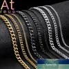 3,5,7mm largura cadeia de link cubano moda moda de aço inoxidável colar mulheres gargantilha clavícula cadeia longa camisola preta ouro punk