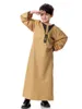 Ethnic Clothing BianFeng Boy Child Muslim Arab Abaya Dubai Saudi Teenage Thobe Thawb Caftan Loose Fit Short Sleeve Solid Robe Summer