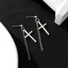 Cross Pendant Earring For Women Men Stainless Steel Dangle Earrings Jewelry Hip-Hop Chain Earrings