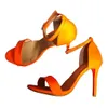 Handgemaakte Dames Stiletto Hoge hakken Sandalen Echte Foto's Gesp Enkelriem Oranje Stijl Open-Teen Daily Wear Fashion Party Prom Summer Shoes D629