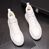 High Top Men Fashion Breathable Casual Shoes Daily White Classic Wear Resitant shoes Hip Hop Sneakers Round Toe Athletic Walking Loafers