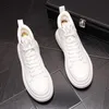 High Top Hommes Mode Respirant Chaussures Décontractées Quotidien Blanc Classique Porter Des Chaussures Résistantes Hip Hop Baskets Bout Rond Athlétique Marche Mocassins