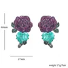 orecchini di lusso a forma di cuore con foglia verde e fiore di rosa rossa 210317