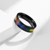Anello ad anello gay in acciaio inox anello arcobaleno anello arcobaleno per uomini donne band da sposa oro gioielli di moda nero