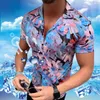 Plus Size XXXL 4XL Camisas Blusa Casual Camisas Verão Curto Confortável Hombre Tops para Homem Floral Imprimir Camisa