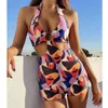 Sexy Swimsuit Female Halter Push Up Swimwear Women Backless Monokini Bathing Suit Summer Beach Wear Swim Lady 210521