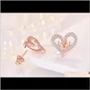 Stud Bijoux Drop Livraison 2021 Est Designer Love Heart avec cristal 18 carats plaqué or boucles d'oreilles diamant brillant pour femmes boucles d'oreilles zircon blanc