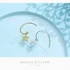 Mode belle étoile scintillante courte boucle d'oreille pour les femmes cadeau en argent Sterling 925 crochet bijoux fins accessoires 210707