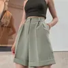 High Waist Shorts Women's Summer Elegant Soft Solid Color Loose with Pockets for Ladies Casual Short Femme Trousers 210719