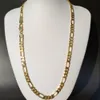 Ketting ketting echt 18 k geel G F goud massief fijn Stamep 585 gestempeld heren Figaro Bling Link 600 mm 8mm251e