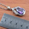 Bijoux de mariage naturel violet cristal couleur argent ensemble de bijoux femmes boucles d'oreilles collier pendentif anneaux Bracelet JS0306 H10221645269