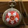 Rétro CCCP Russie Union Soviétique Drapeau Russe Marteau Badges Faucille Montre De Poche Crochet Conception URSS Collier Chaîne Cadeau pour Hommes Femmes