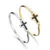 Charm Bracelet Jewelry Stainless Steel Personality Cross Cuff Bangle Minimalist Gold Silver Color Friendship Bracelets Bangles Q0719