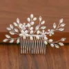 Peignes à cheveux de mariage en perles et strass, couleur argent, accessoires pour femmes, ornements de cheveux, bijoux, couvre-chef de mariée