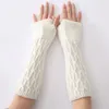 Fingerless handskar kvinnor arm varmare vinter lång mode solid färg stickad vants lby2021