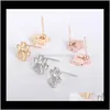 Boucles d'oreilles bijoux livraison directe 2021 creux animal de compagnie chat chien patte impression boucle d'oreille femmes fille mode chiot mémorial minimaliste empreinte animale goujon X