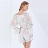 Print Playsuits For Women Square Collar Ruffled Long Sleeve High Waist Lace Up Hit Color Pants Female Clothing 210521