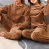 Pyjamas för par set tjock varm korall fleece homewear vinter lounge herrkläder mjuka lösa pyjamas kvinnor hemkläder kostym 210928