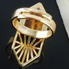 WOJIAER Unique Naturel Oeil De Tigre Pierre Précieuse Bague Bijoux Femmes Géométrique Nature Pierres Fête Anneaux Cadeau D'anniversaire pour Les Filles X3007