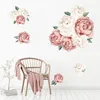 Adesivi murali Peony Flower Baby Decor Decal Fiori Adesivo Vintage Peach Acquerello per la decorazione del soggiorno Home Art