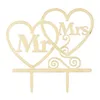 Trä Mrs Cake Topper Diy Love Heart Wedding Cake Decorations Laser Cut Wood Letters Cake Topper ZC3493