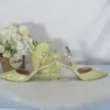 Sandals Yellow Crystal Pointed Toe Bridal Wedding Shoes And Heart Bag Ladies Party Dress Thin Heels Women's High Heel Handbag